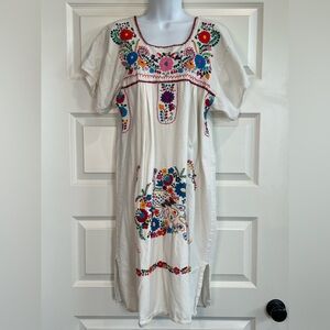 Vintage Handmade Peacock Embroidery Midi Dress -See pics for measurements/sizing